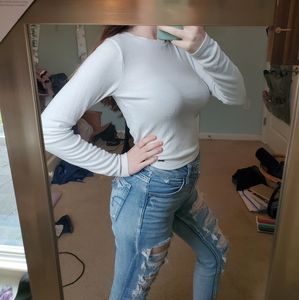 Form fitting white long sleeve